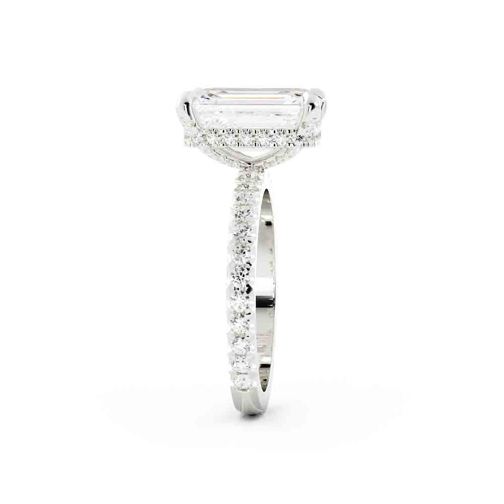 Emerald Cut Diamond With Diamond Gallery Diamond Ring