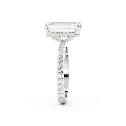 Emerald Cut Diamond With Diamond Gallery Diamond Ring
