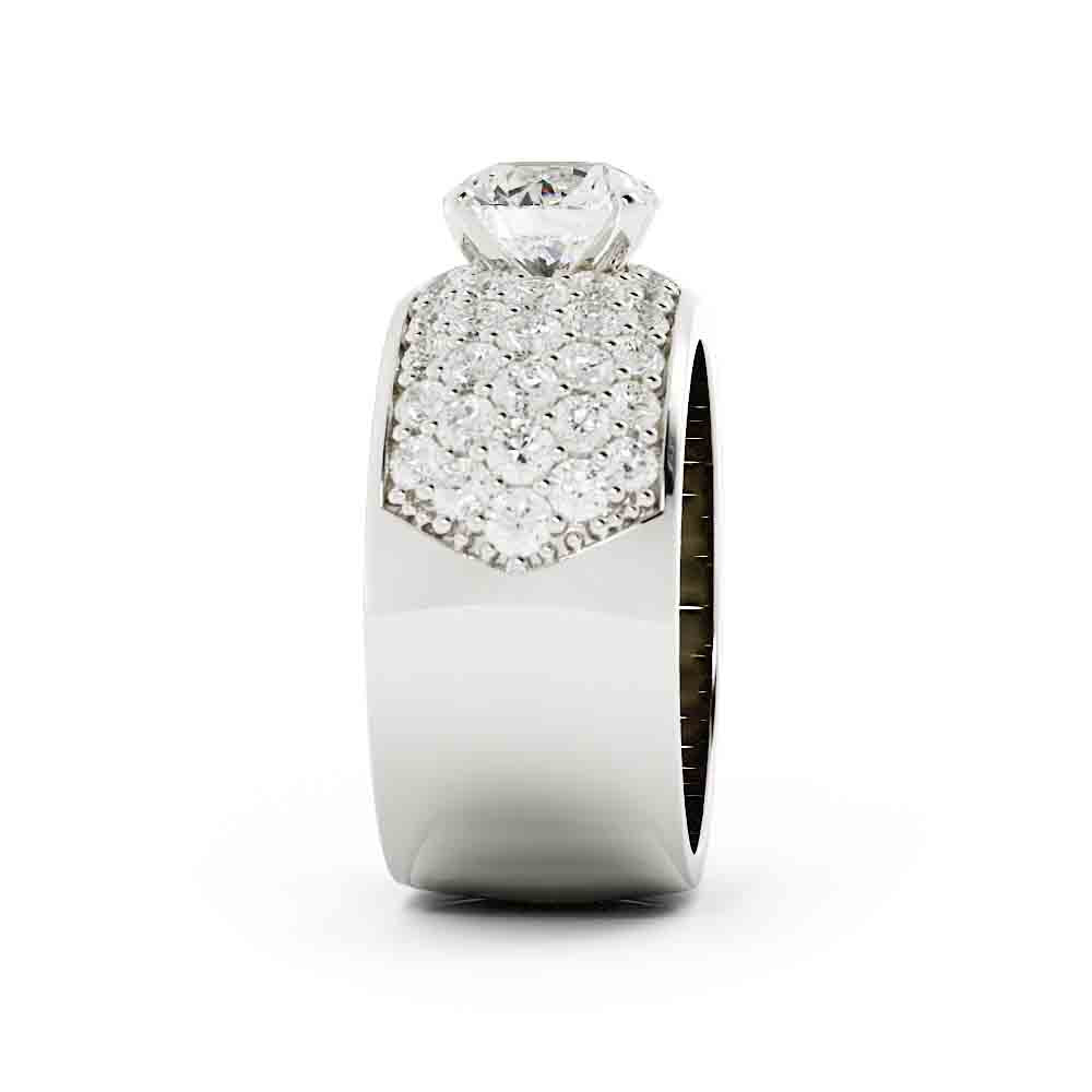 5 Row Rd Diamond Pave Band With Center Stone