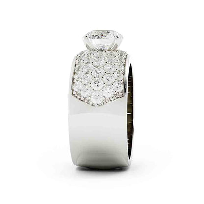 5 Row Rd Diamond Pave Band With Center Stone