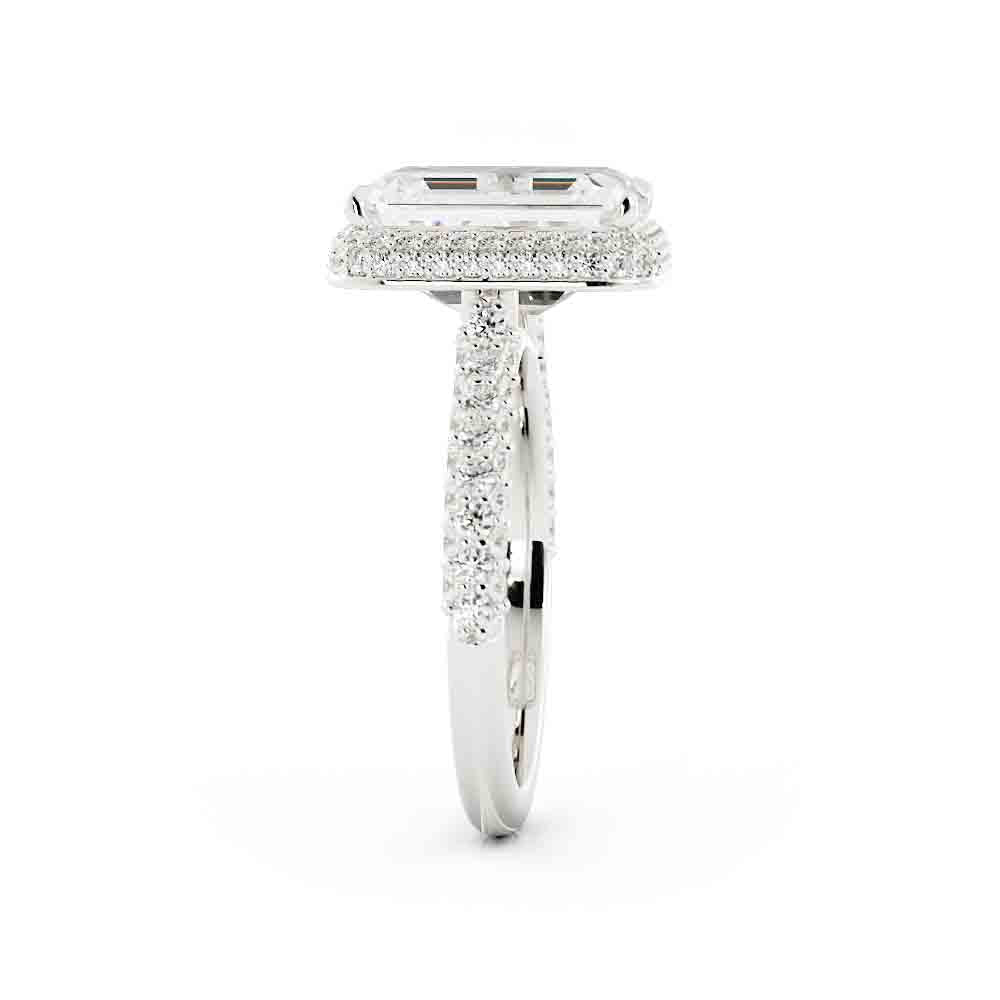 3 Sided Pave Diamond Ring with Halo