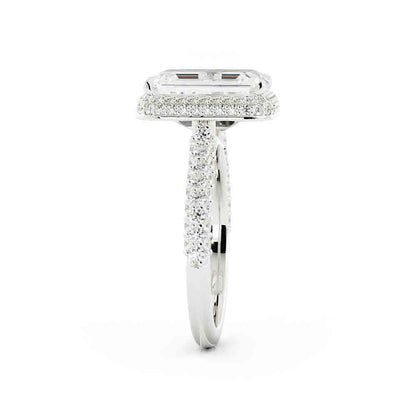3 Sided Pave Diamond Ring with Halo
