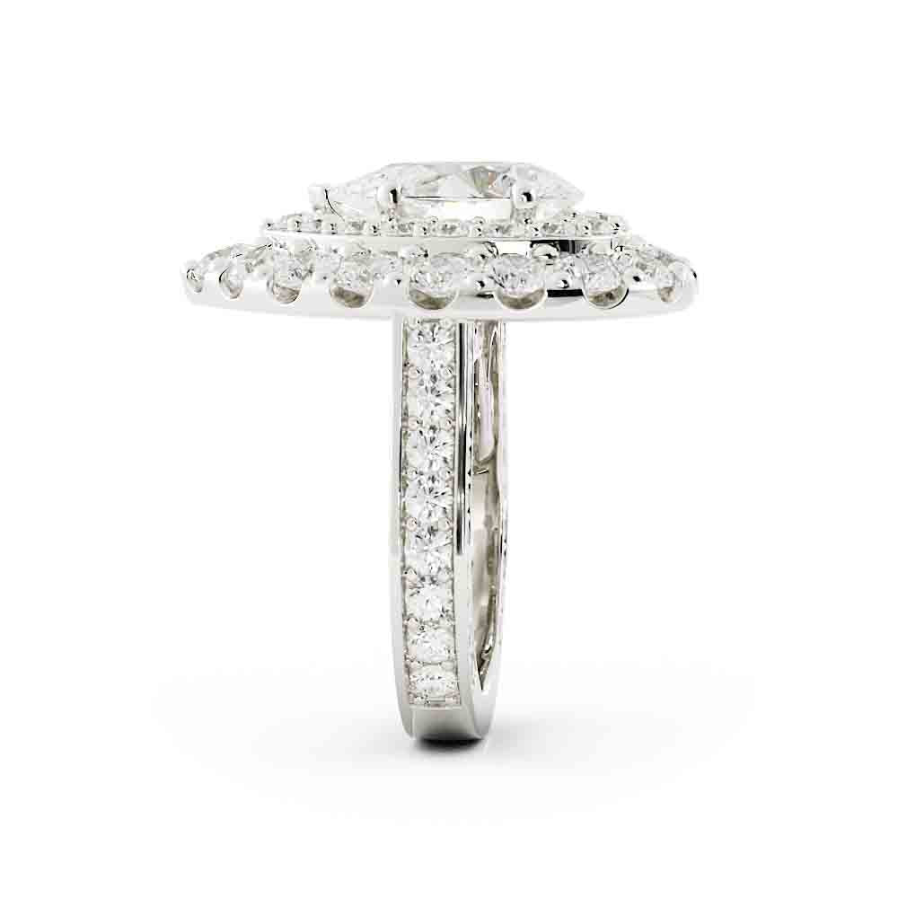 Double Halo Pear Shaped Diamond Ring