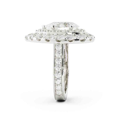 Double Halo Pear Shaped Diamond Ring