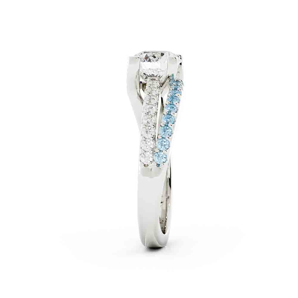 Sapphire and Blue Topaz Accent Stone with Diamond Center