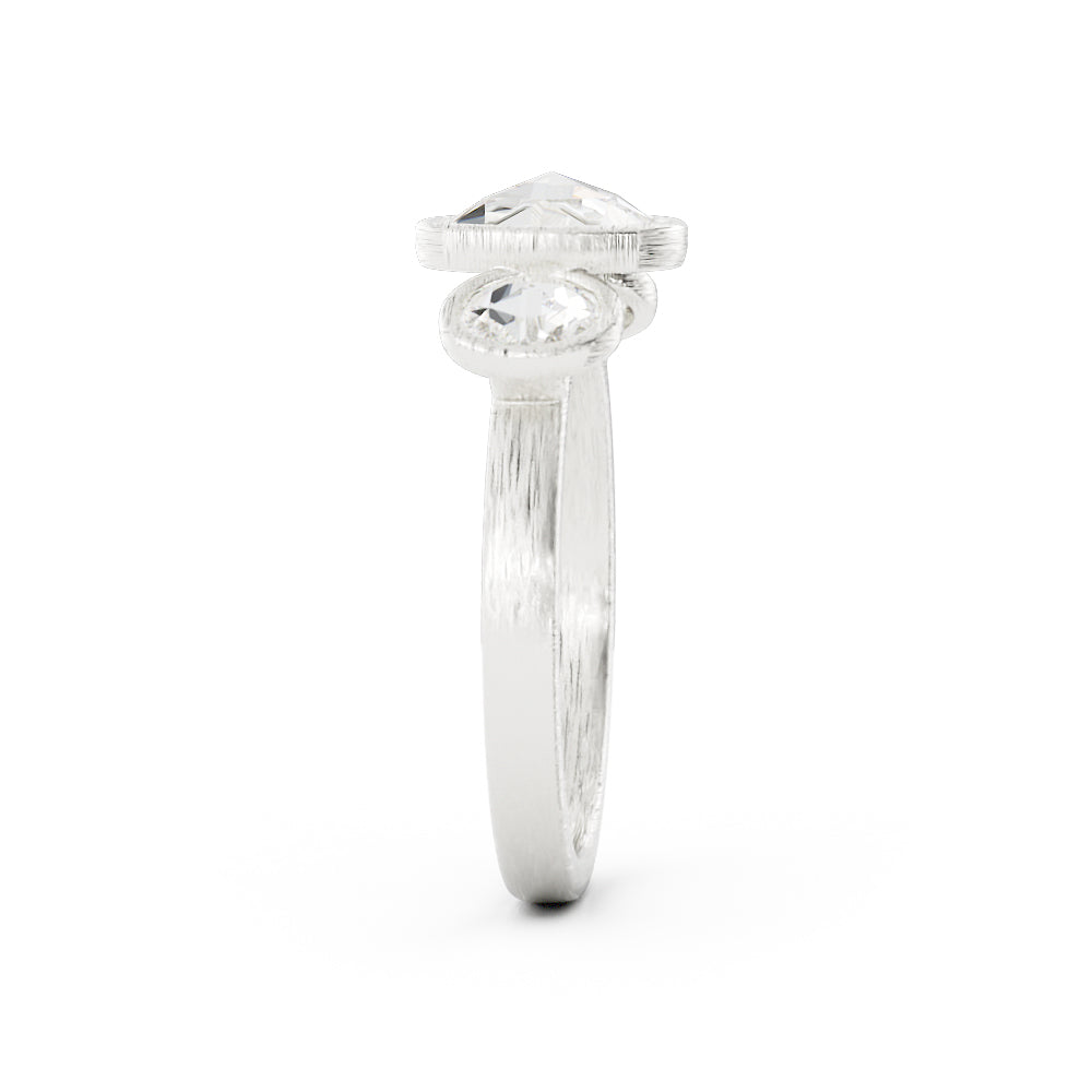 Rose Cut Diamond Three Stone Ring