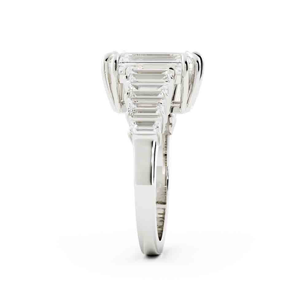 Emerald Cut Diamond Ring with Baguettes Sides