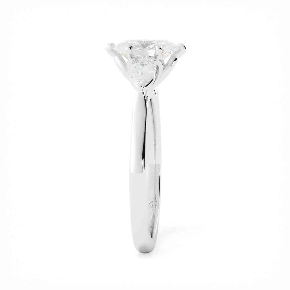 Three Stone Oval and Pear Shaped Diamond Ring