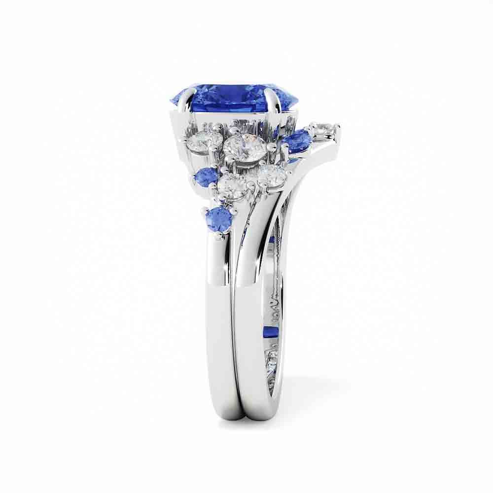 Oval and Round Diamond and Sapphire Set