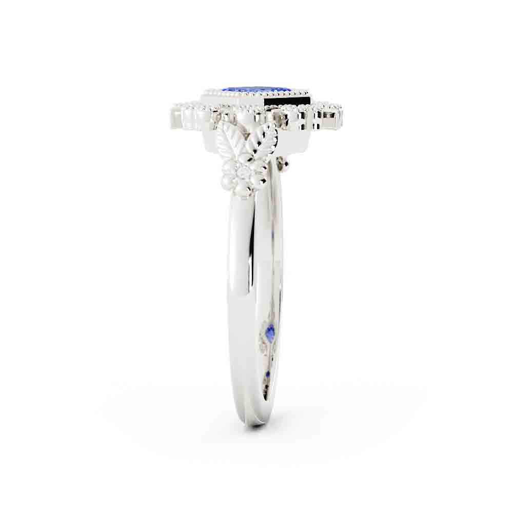 Blue-Green Sapphire and Diamond Ring