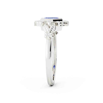 Blue-Green Sapphire and Diamond Ring