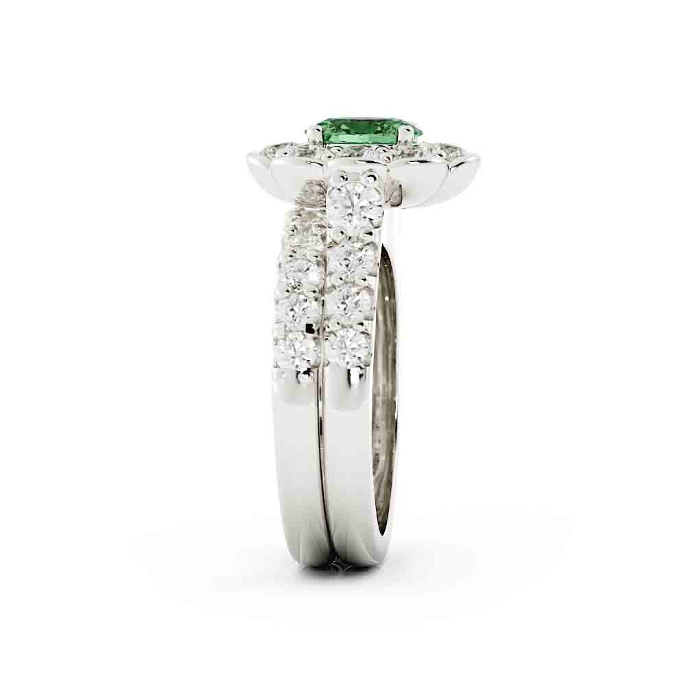 Emerald and Diamond Wedding Set