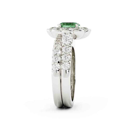 Emerald and Diamond Wedding Set
