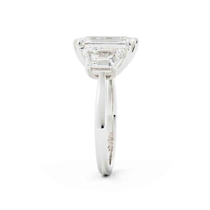 3 Stone Emerald Cut with Traps Diamond Ring