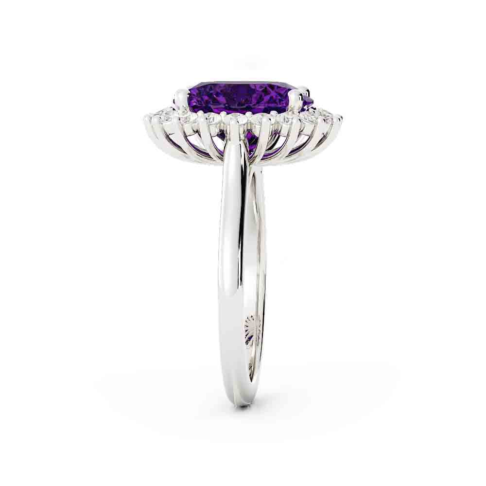 Amethyst Center Diamond Ring