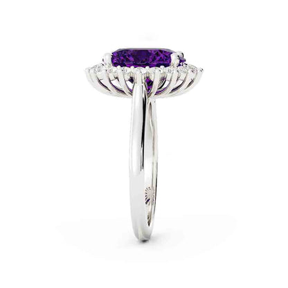 Amethyst Center Diamond Ring