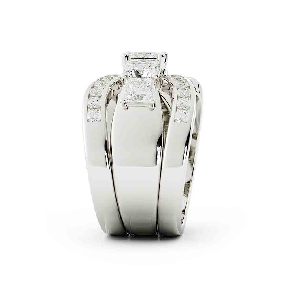 Princess Diamond Ring Surrounded By Channel Set Rd Diamond Bands