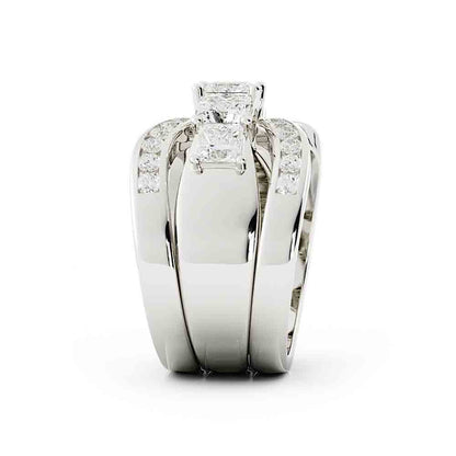 Princess Diamond Ring Surrounded By Channel Set Rd Diamond Bands