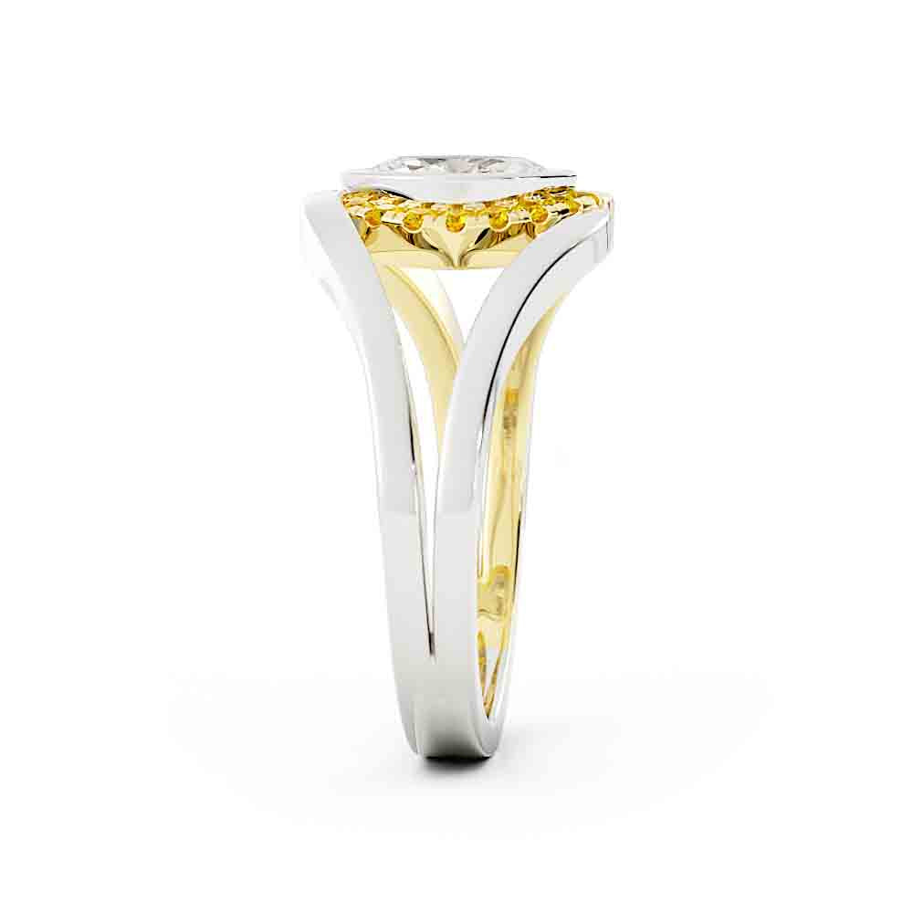 Marquise Cut Diamond Surrounded By Yellow And White Diamonds