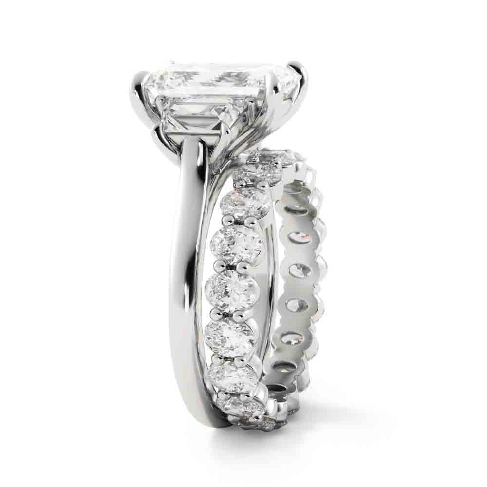 Three Stone Engagement with Diamond Band
