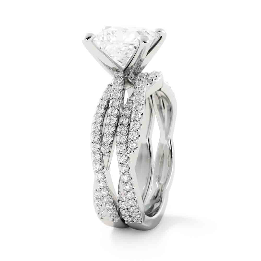 Princess Center with Twisted Diamond Bands
