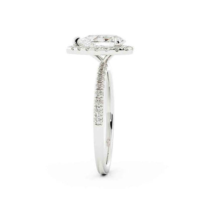 Pear Shaped Center With Halo Diamond Ring