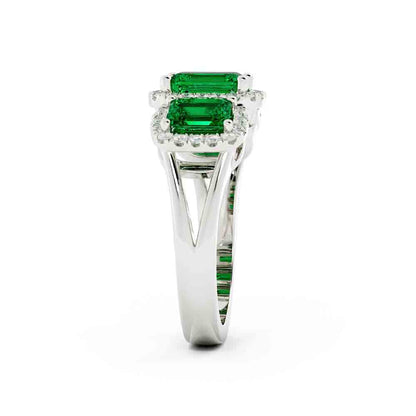 3 Emerald Cut With Diamond Halos