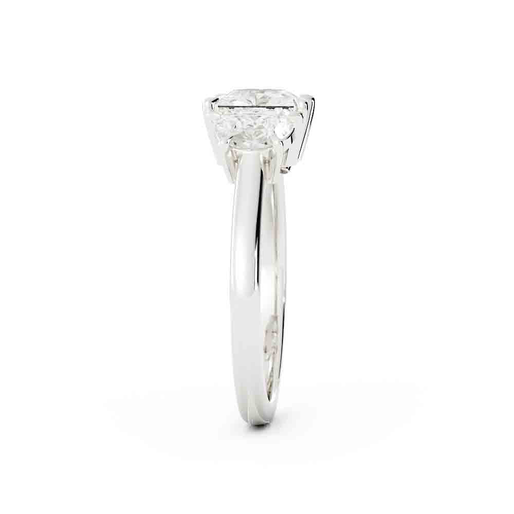 Cushion Center With Half Moon Side Diamond Ring