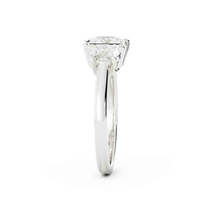 Cushion Center With Half Moon Side Diamond Ring