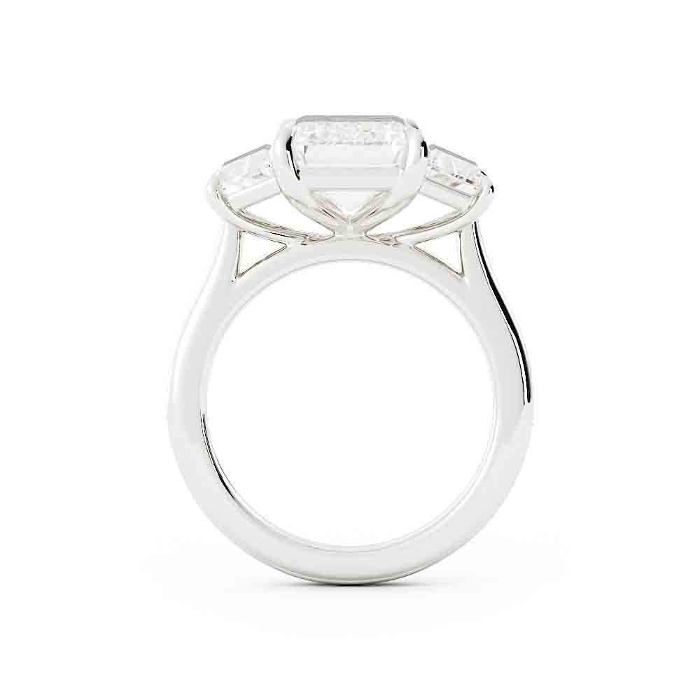 Emerald Cut Diamond Center With Trap Side Diamond Ring