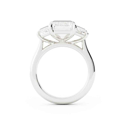 Emerald Cut Diamond Center With Trap Side Diamond Ring
