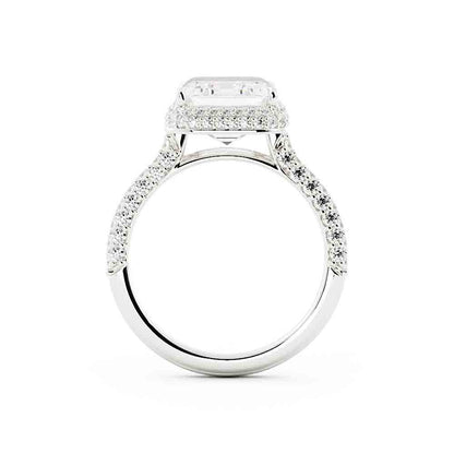 3 Sided Pave Diamond Ring with Halo