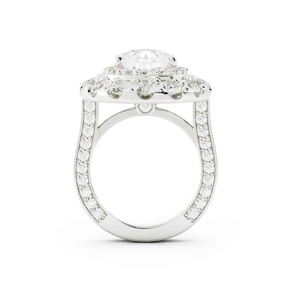 Double Halo Pear Shaped Diamond Ring