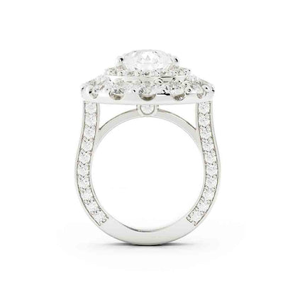 Double Halo Pear Shaped Diamond Ring