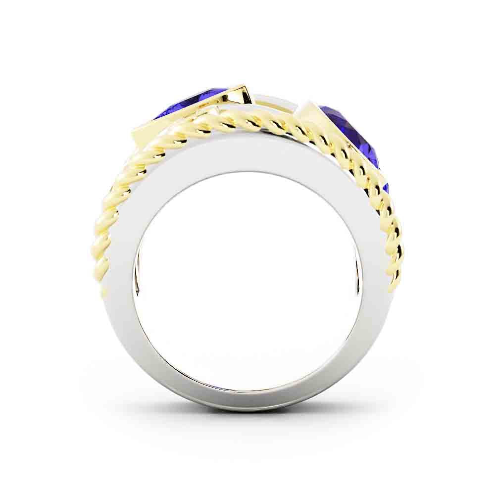 Tanzanite and Diamond Wide Band Ring