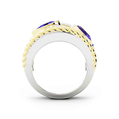 Tanzanite and Diamond Wide Band Ring