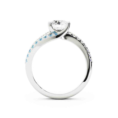 Sapphire and Blue Topaz Accent Stone with Diamond Center