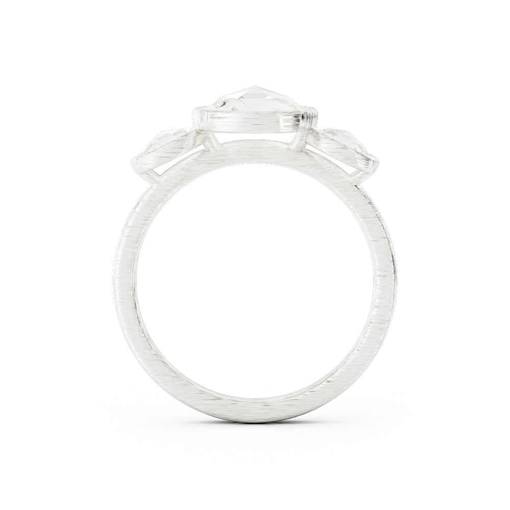 Rose Cut Diamond Three Stone Ring