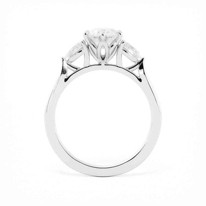 Three Stone Oval and Pear Shaped Diamond Ring