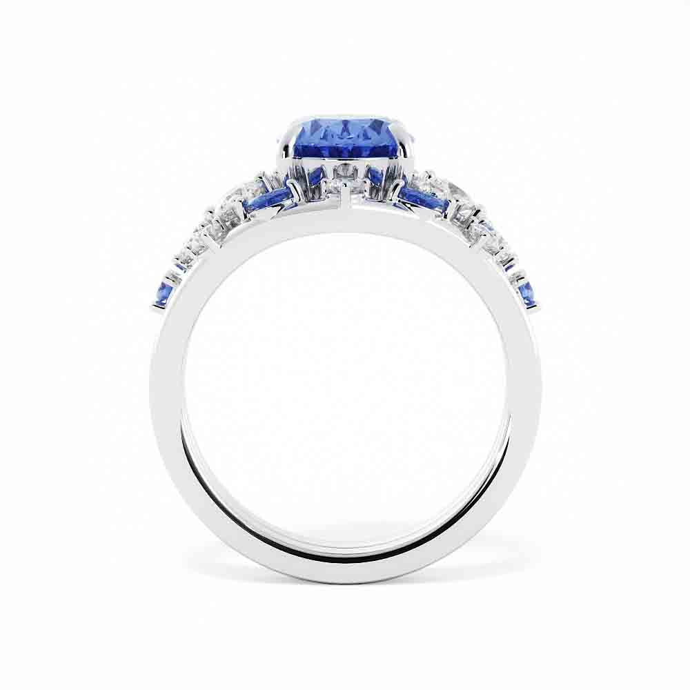 Oval and Round Diamond and Sapphire Set