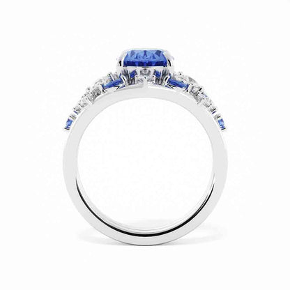 Oval and Round Diamond and Sapphire Set