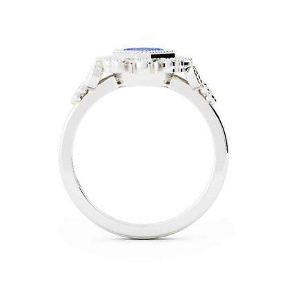Blue-Green Sapphire and Diamond Ring