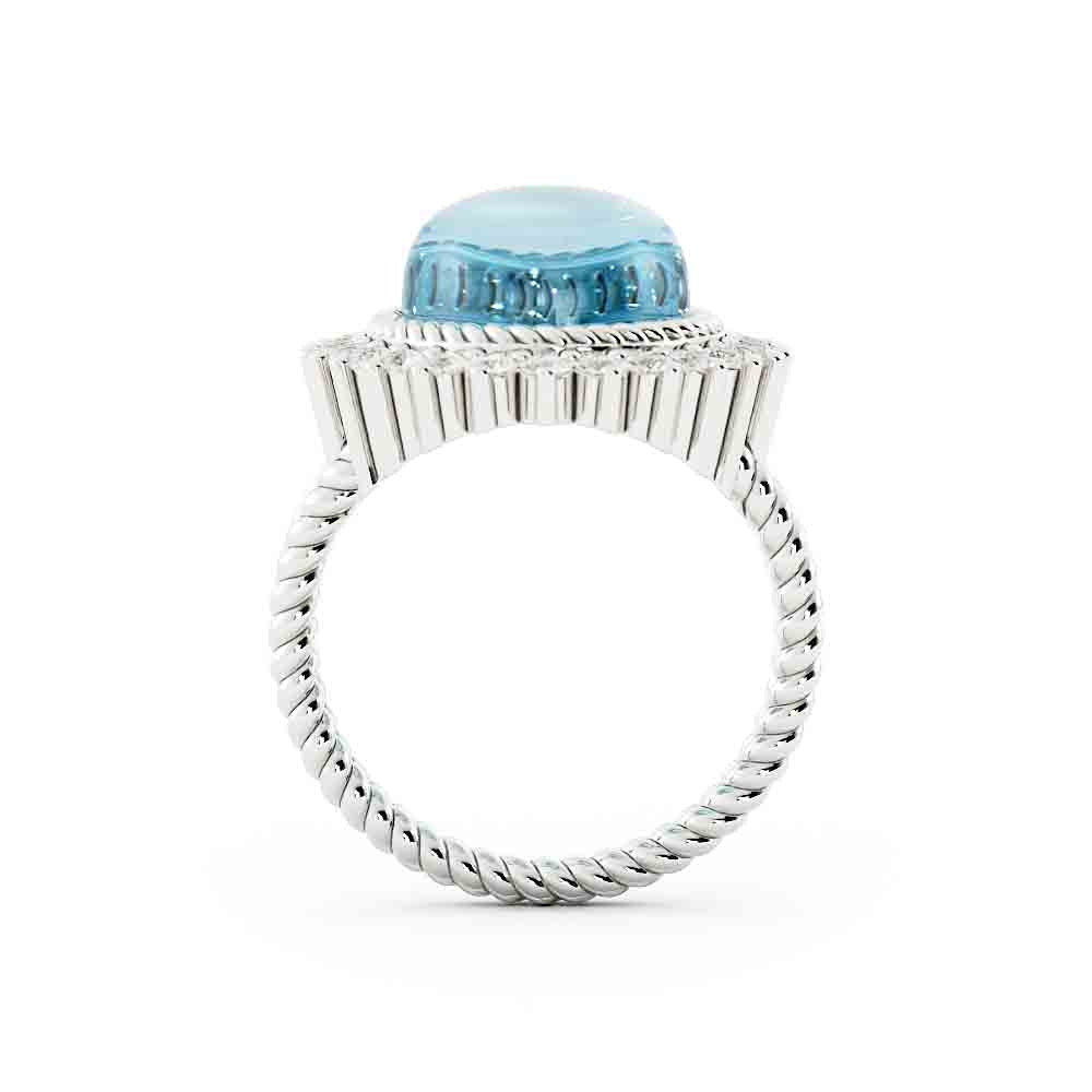 Oval Blue Topaz and Diamond Ring