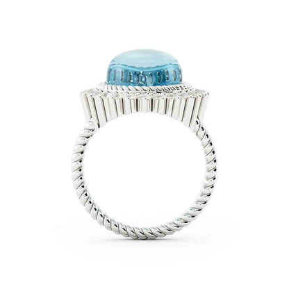 Oval Blue Topaz and Diamond Ring