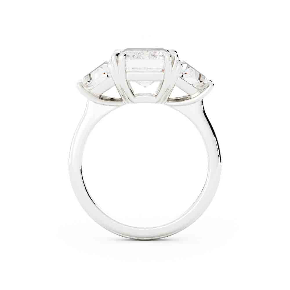 3 Stone Emerald Cut with Traps Diamond Ring