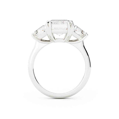 3 Stone Emerald Cut with Traps Diamond Ring