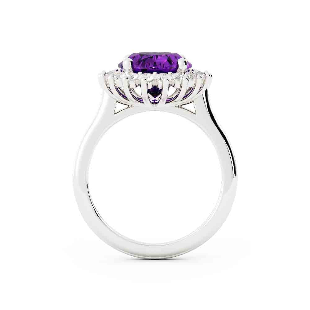 Amethyst Center Diamond Ring