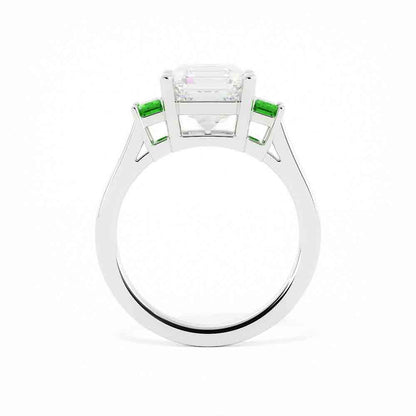 Green Emerald Side Stones With A Square E/C Dia Center