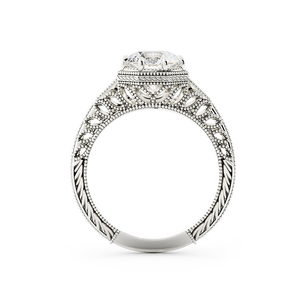 Vintage Round Laboratory-Grown Diamond and Sapphire Ring