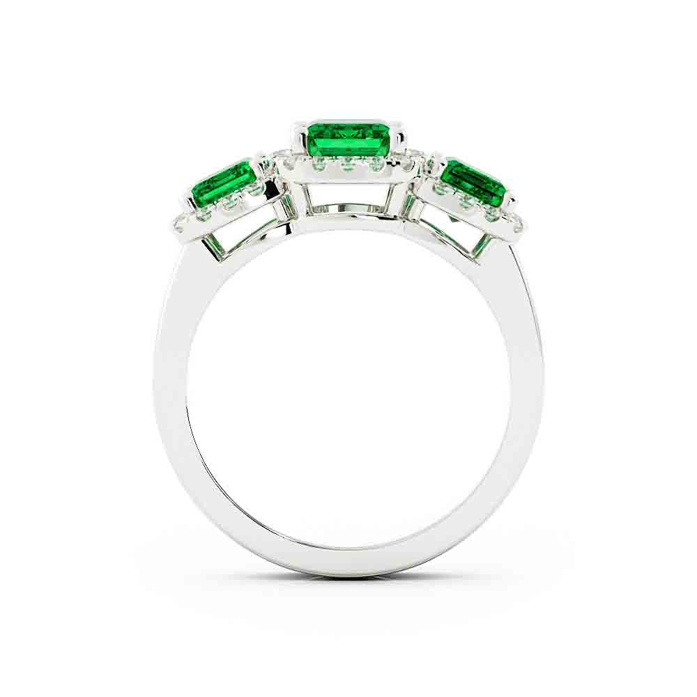3 Emerald Cut With Diamond Halos